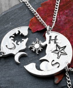 4 Best Friends Wolf Necklaces, Wolf Pack